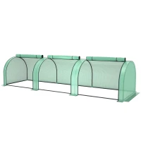 Outsunny Kas, winterbestendige foliekas met oprolbare ritsdeur 350 x 100 x 80 cm Groen(m-11)