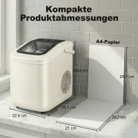 HOMCOM Tragbare Eiswürfelmaschine mit Selbstreinigung, Eisschaufel & Korb, 12 kg/24 Std., Beige(m-8)