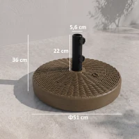 Outsunny Base per Ombrellone con 2 Manopole Incorporate, in HDPE e Acciaio, Ø51x36 cm, Marrone e Nero(m-3)
