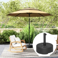 Outsunny Sonnenschirmständer aus HDPE Befüllbar Schirmständer 18kg/20kg mit Sand Wasser, Rund Schwarz(m-7)