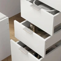 HOMCOM Set Masă de Toaletă cu Oglindă și 5 Sertare 97,2x44,5x136,5 cm și Taburet Căptușit 40x24x46 cm, Alb(m-8)