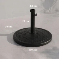 Outsunny Bază pentru umbrelă de 14kg pentru stâlpi cu diametru Ø32-38 mm, din metal și ciment, Ø46 cm, neagră(m-3)
