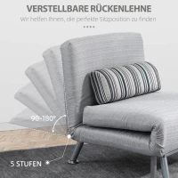 HOMCOM inklapbare slaapbank slaapzetel inklapbare matras bed logeerbed grijs bank(m-4)