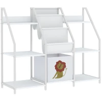 AIYAPLAY Bibliotecă și Organizator de Jucării pentru Copii, Metal, PAL, 93 x 30 x 76 cm, Alb(m-1)