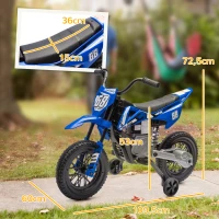AIYAPLAY Moto Eléctrica para Niños 12V con 2 Motores Suspensión Trasera Ruedas de Apoyo Desmontables Música Niños 3-6 Años Azul(m-3)