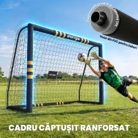 SPORTNOW Poartă de Fotbal Portabilă 240x85x160 cm cu Căptușeală din EPE, Alb(m-5)