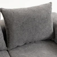 HOMCOM Canapé 3 Places en Chenille 220 cm, Canapé Salon Moderne avec Assise et Accoudoirs Larges, 3 Coussins, Gris(m-13)