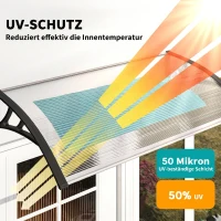 Outsunny Daszek nad drzwi/okno, odporny na warunki atmosferyczne, przezroczysty, aluminiowe pręty łączące/poliwęglan, 110 x 60 x 18 cm(m-4)