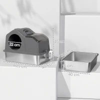 PawHut Maison de Toilette pour Chat avec Couvercle Amovible et Fermé, Côtés Hauts, 60,5x40,5x45cm, Gris Foncé(m-3)