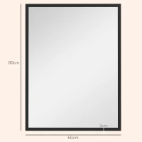 HOMCOM Oglindă de Perete Dreptunghiulară cu Agățători, din Sticlă și MDF, 60x80 cm, Neagră(m-3)