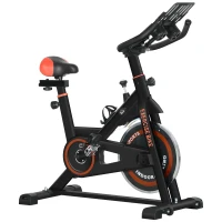 HOMCOM Bici Estática con Resistencia Regulable Volante de Inercia 8 kg Pantalla LCD Manillar y Asiento Ajustable Negro y Rojo(m-1)