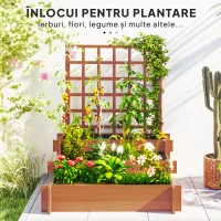 Outsunny Jardinieră cu grilaj pe 3 niveluri din lemn de brad și material netesut, 95x95x110 cm, maro(m-7)