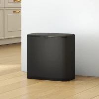 HOMCOM Pubelă 8 L cu Capac din Oțel Inoxidabil, Suspendată sau de Sine Stătătoare, 29,7x17,4x30 cm, Negru(m-8)