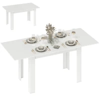 HOMCOM Masă Extensibilă de Luat Masa pentru 6-8 Persoane, 140-180 x 80 cm, Alb(m-15)