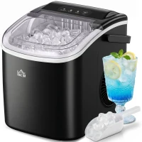 HOMCOM Ijsblokjesmachine Ijsblokjedispenser Ijsblokjesmaker, 22,2 cm x 29,4 cm x 29 cm, Zwart(m-15)