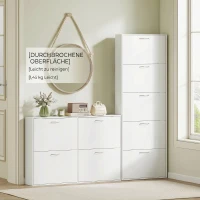 HOMCOM Dulap pentru Pantofi cu 5 Uși Anti-Răsturnare, din PAL, 65x17x180.5 cm, Alb(m-7)