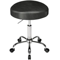HOMCOM Rollhocker aus PU-Leder, höhenverstellbarer Salonhocker mit gepolsterter Sitzfläche, drehbarer Beautyhocker auf Rollen(m-11)
