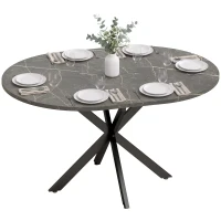 HOMCOM Mesa de Comedor Extensible Ovalada para 4 a 6 Personas con Extensión 100-135 cm Efecto Mármol Negro(m-11)