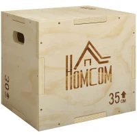 HOMCOM Plyo Box din Lemn cu 3 Înălțimi, Jumping Box Pliometric, Capacitate 120 Kg, 40,5 x 35,5 x 30,5 Cm(m-1)