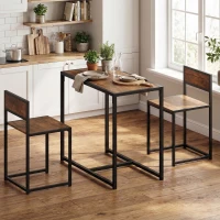 HOMCOM 3-delige Bartafelset Hoge tafelset 3-delig, 2 stoelen, 1 tafel, 90 cm x 47 cm x 76 cm, Bruin + Zwart(m-8)