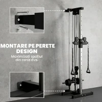 SPORTNOW Aparat Lat Machine Da Perete Con Scripete Regolabili, Încărcare Greutăți Reglabil(m-5)