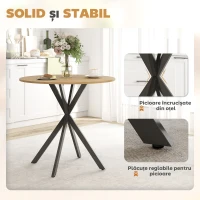 HOMCOM,Masă de Dining,Stil Industrial,PAL, oțel,80cm x 80cm x 75cm,Stejar(m-6)
