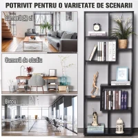 HOMCOM Bibliotecă Modernă cu 8 Rafturi din PAL E1, Design pentru Casă și Birou, 70x24x178 cm, Alb(m-7)