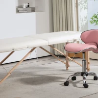 HOMCOM Mobile Massageliege 2 Zonen Klappbar Höhenverstellbar Massagetisch 60 cm Breit mit Tragetasche Holzfüßen Cremeweiß(m-7)