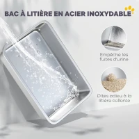 PawHut Maison de Toilette pour Chat avec Couvercle Amovible et Fermé, Côtés Hauts, 60,5x40,5x45cm, Gris Foncé(m-6)