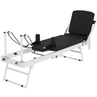 SPORTNOW Reformer Pilates Pliabil pentru Acasă cu 2 Benzi Elastice, Alb(m-12)