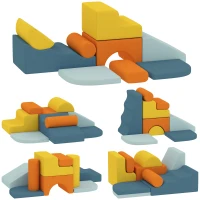 AIYAPLAY Juego de 9 Bloques de Espuma para Niños con Fundas de Terciopelo Lavables para Escalar y Gatear Multicolor(m-1)