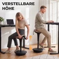 HOMCOM Balancehocker, beweglicher Sitz, drehbar, höhenverstellbar, ergonomisch, 34 x 34 x 68,5-83,5 cm, Braun(m-5)