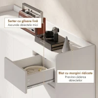 HOMCOM Pantofar Hol cu 4 Uși Push-to-Open, Rafturi Reglabile, MDF și Lemn Pin, 120x35x100 cm, Alb(m-7)