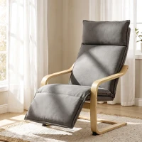 HOMCOM Fotoliu Modern de Relaxare cu Suport Pentru Picioare, Scaun Spațios, Gri Închis(m-10)