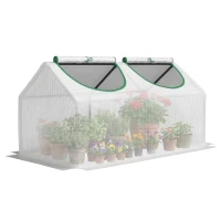 Outsunny Serra da Giardino a Casetta con Copertura in PE, Serra per Orto con Picchetti e Bordi Estesi per Piante e Fiori, 120x60x60cm, Bianco(m-17)