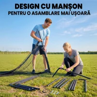 SPORTNOW Poartă de Fotbal 3x2 m, cu Plasă Rezistentă și Cadru Metalic Stabil, Negru(m-7)