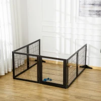 PawHut Barrière de sécurité pour chien barrière pliable à 6 panneaux avec pieds amovibles 432 x 36 x 70 cm noir(m-9)
