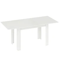 HOMCOM Masă Extensibilă de Luat Masa pentru 6-8 Persoane, 140-180 x 80 cm, Alb(m-1)