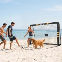 SPORTNOW Poartă de Fotbal Portabilă 240x85x160 cm cu Căptușeală din EPE, Alb(m-8)