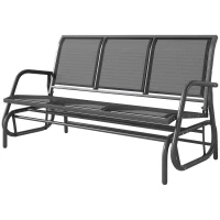 Outsunny 3-Sitzer Schaukelstuhl Gartenbank mit Schaukelmechanismus Gartenschaukel Sitzbank aus Metall Parkbank bis 300 kg belastbar Gartenmöbel für Garten, Terrasse, 147 x 70 x 85 cm Dunkelgrau(m-11)