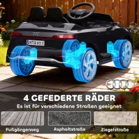 AIYAPLAY Elektro-Kinderauto, 12V Audi Q8, 3-5 km/h, Fernsteuerung, Scheinwerfer, Musik, Schwarz(m-8)