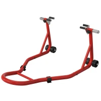 HOMCOM Suporte de Moto Dianteiro Universal de Aço para Roda de 10" 17" 18" Carga 200 kg com Garfos em U e L Ajustáveis 70x47x34,5 cm Vermelho(m-11)