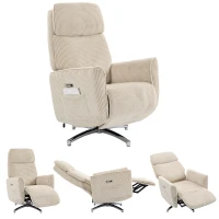 HOMCOM Relaxsessel Elektrisch Verstellbar Fernsessel mit Liegefunktion, 2 Motoren Drehbar TV Sessel mit USB-Anschluss(m-12)