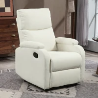 HOMCOM Fotoliu Reclinabil Manual la 60° Extra Căptușit din Material Textil cu Suport pentru Picioare, Crem(m-9)