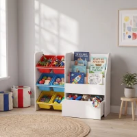 AIYAPLAY Meuble rangement enfant rangement jouets enfant 6 bacs amovibles et grand coffre à roulettes 100x30x80cm multicolore(m-9)