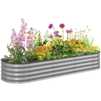 Outsunny Hochbeet Pflanzenbeet, modulares Hochbett, geschützte Kanten, Design ohne Boden,  195 x 62 x 30 cm, Silber(m-12)