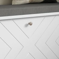 HOMCOM 10-Shoe Storage Bench, with Padded Top Seat - White/Grey(m-8)