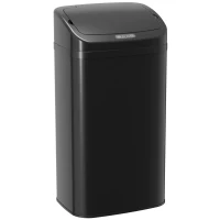 HOMCOM 48 L Sensor-Mülleimer für Küche oder Büro, automatische Schließ-Funktion, Edelstahl, Schwarz(m-1)