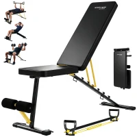 SPORTNOW Adjustable Weight Bench, 300kg Incline Decline Flat Foldable Bench Press with 7 Backrest Positions and Resistance Bands(m-15)