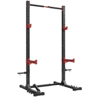 SPORTNOW Power Tower Multifonction Charge 500 kg Largeur Réglable, Barre de Traction, Rack de Squat, 176x106x212cm, Rouge(m-1)